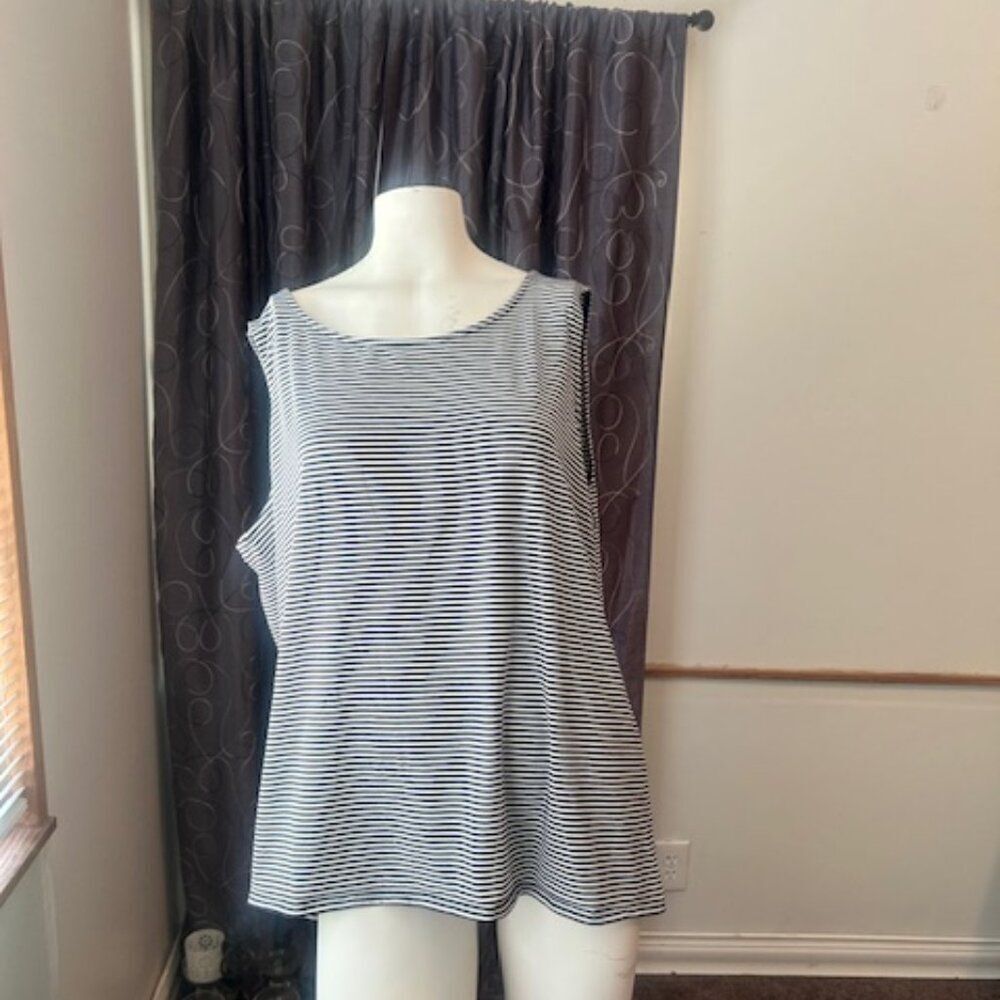 J. Jill Black/White Stripe Knit tank top, size 2X
